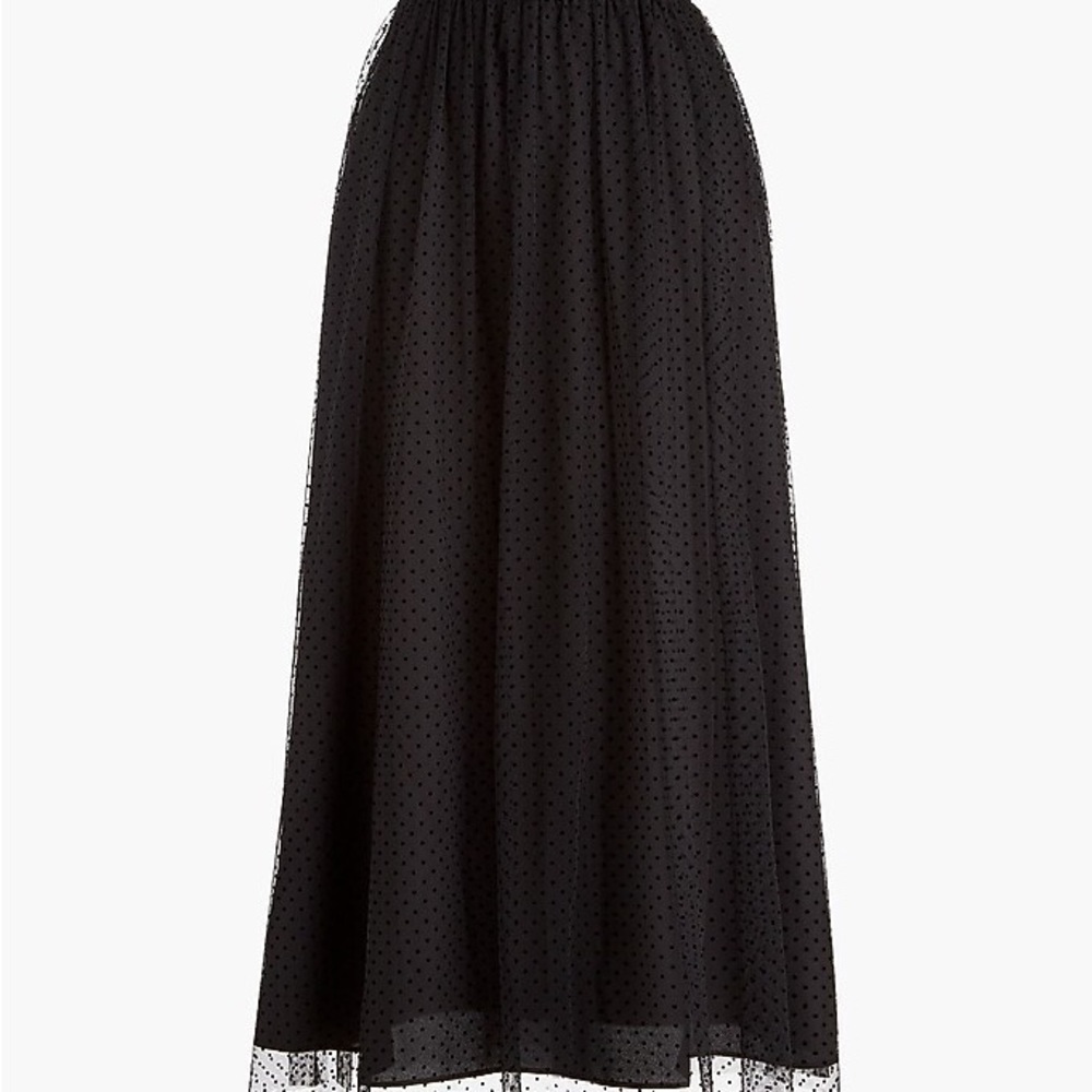 J. Crew Black Clip Dot Overlay Midi Skirt